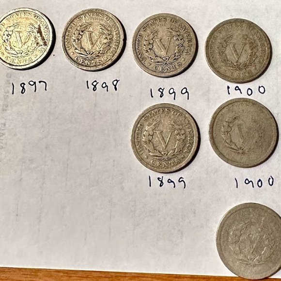 Lot of 10 Liberty "V" nickels VERY OLD - Picture 3 of 4